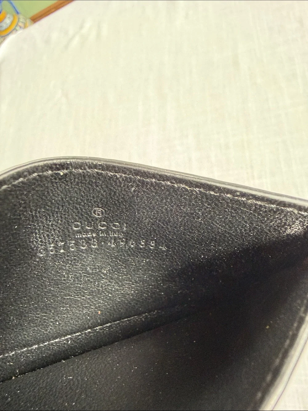 Gucci Black Leather Card Holder with Gold Double G Emblem